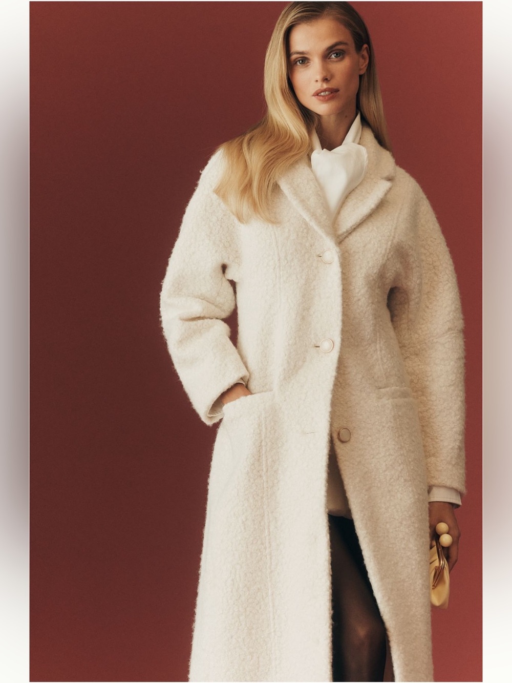 Anthropologie Maeve Tailored Bouclé Long Coat XXS